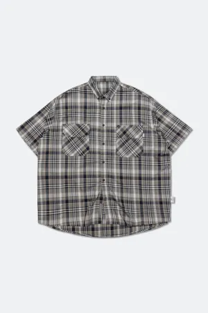 GROCERY ST-018 SHORT SLEEVE CHECK SHIRT/ GREEN & GREY