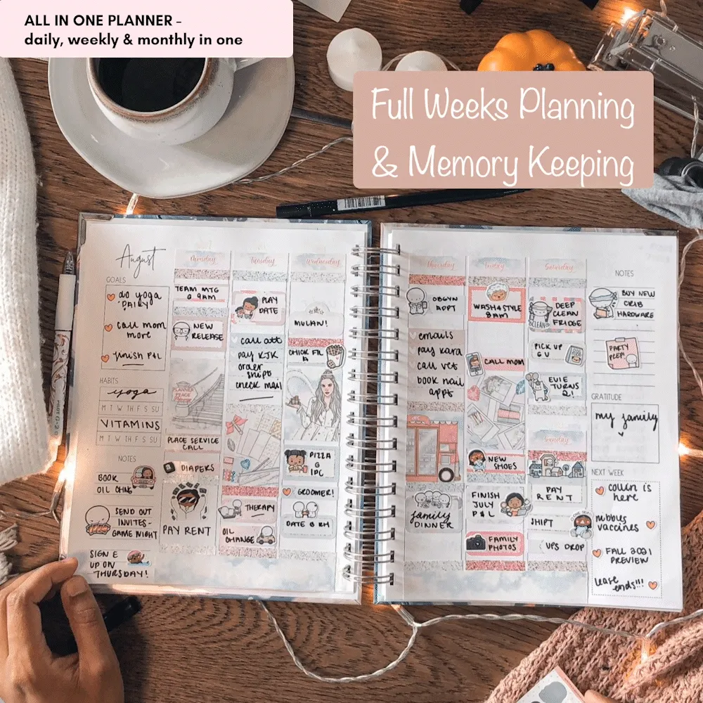 Hearts | All-In-One Planner (Daily, Weekly & Monthly)