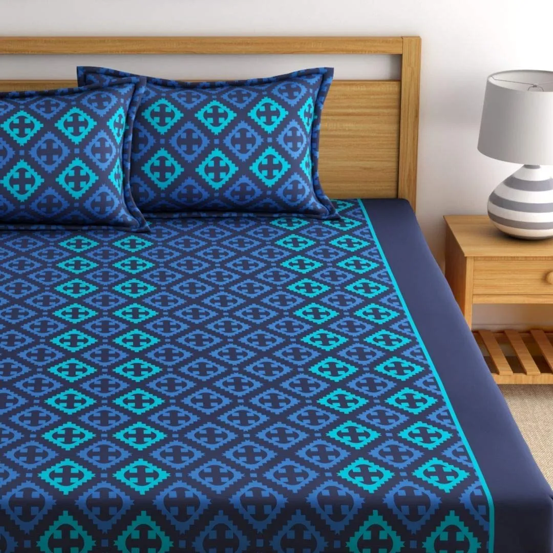 Home Ecstasy 100% Cotton Double bedsheet with 2 Pillow Covers Set