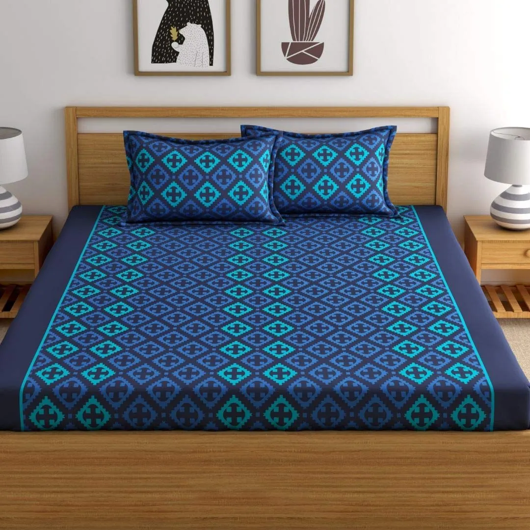 Home Ecstasy 100% Cotton Double bedsheet with 2 Pillow Covers Set