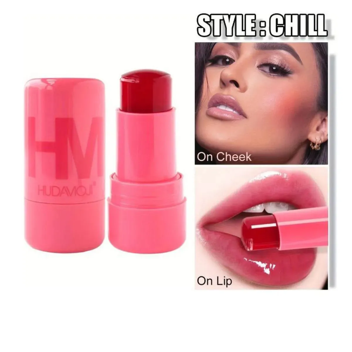Huxia Beauty Jelly Blush Stick Multi-function Cheek Lip Tint Makeup Moisturizing Lasting Red Pink Makeup Blusher For Girls and For Women