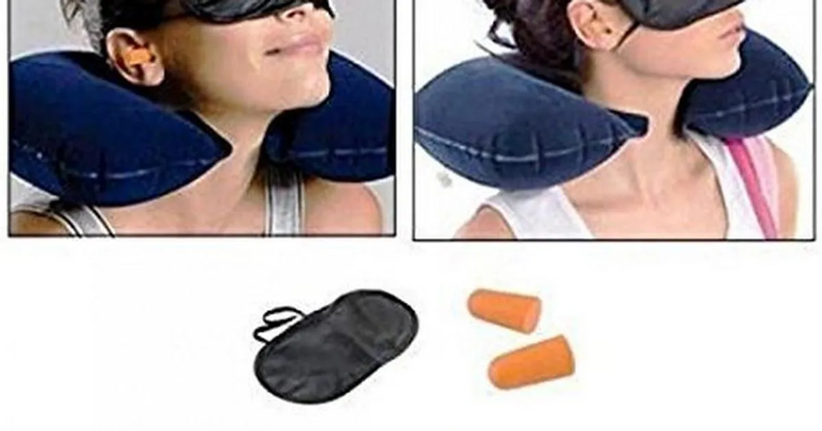 K Kudos Travel Kit,3 in 1 Travel Selection Comfort Neck Pillow, Travel Eye Shade Mask, Ear Plugs,Suitable for Train Bus Fligh Car etc