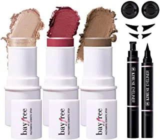 KIMUSE Multi Stick Trio Blush Contour Highlighter Stick & Winged Eyeliner Stamp