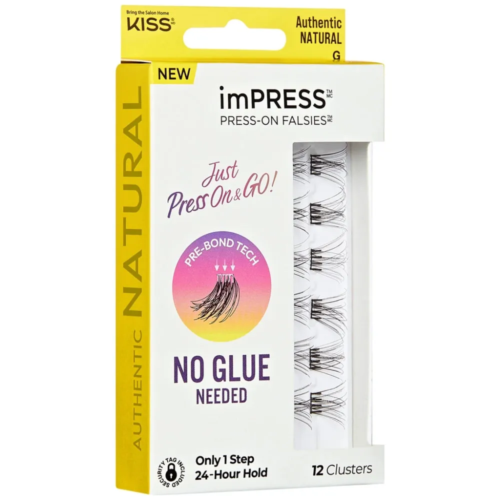 Kiss imPress Press-On Falsies Individual Lashes Black 01 Natural 20 Clusters