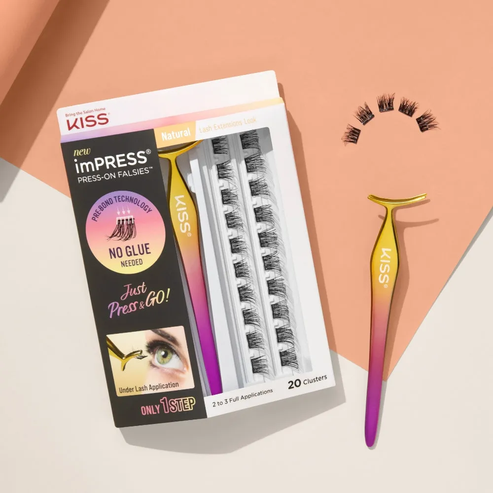 Kiss imPress Press-On Falsies Individual Lashes Black 01 Natural 20 Clusters
