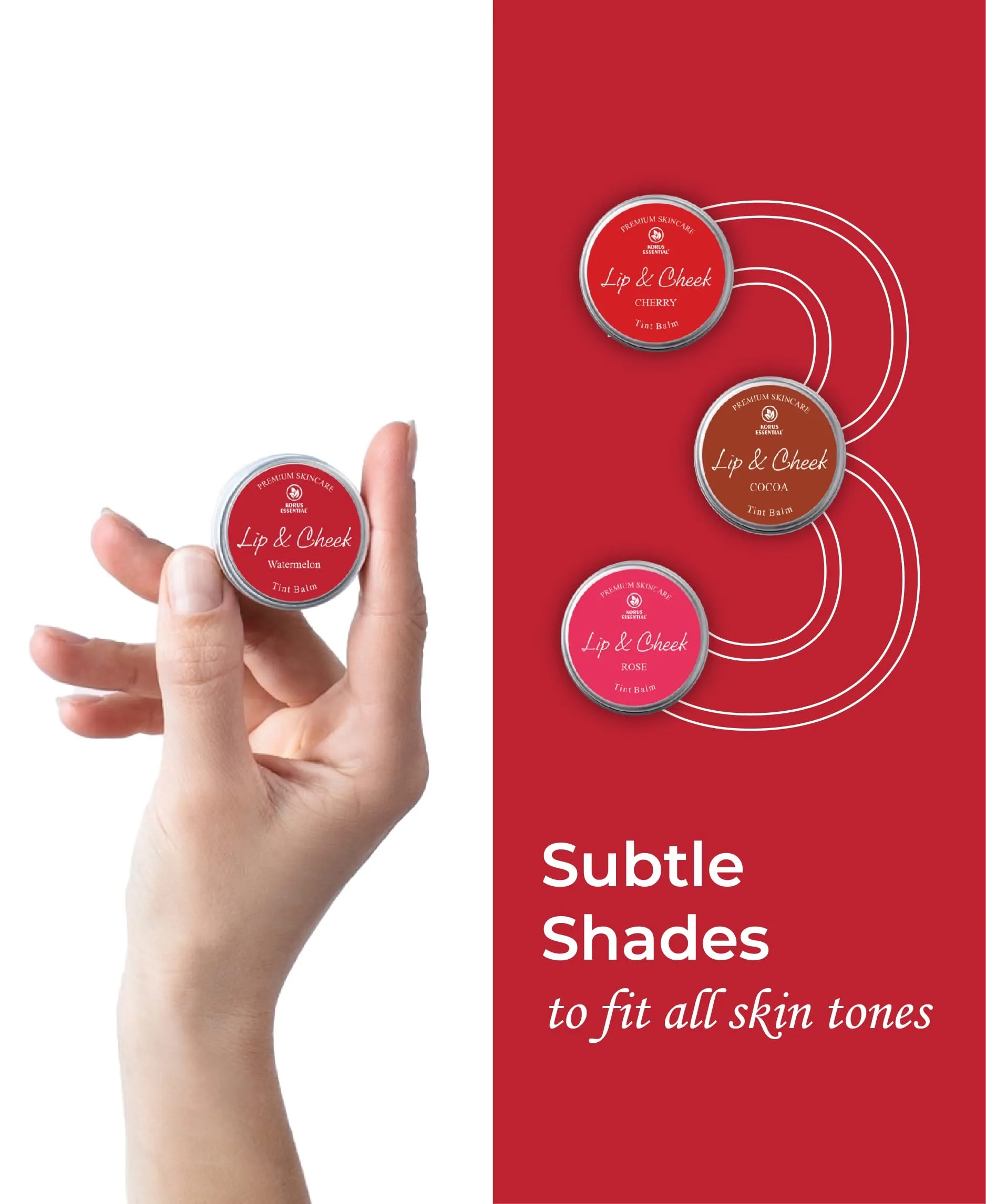 Korus Essential Watermelon Lip & Cheek Tint Balm - 8 grams