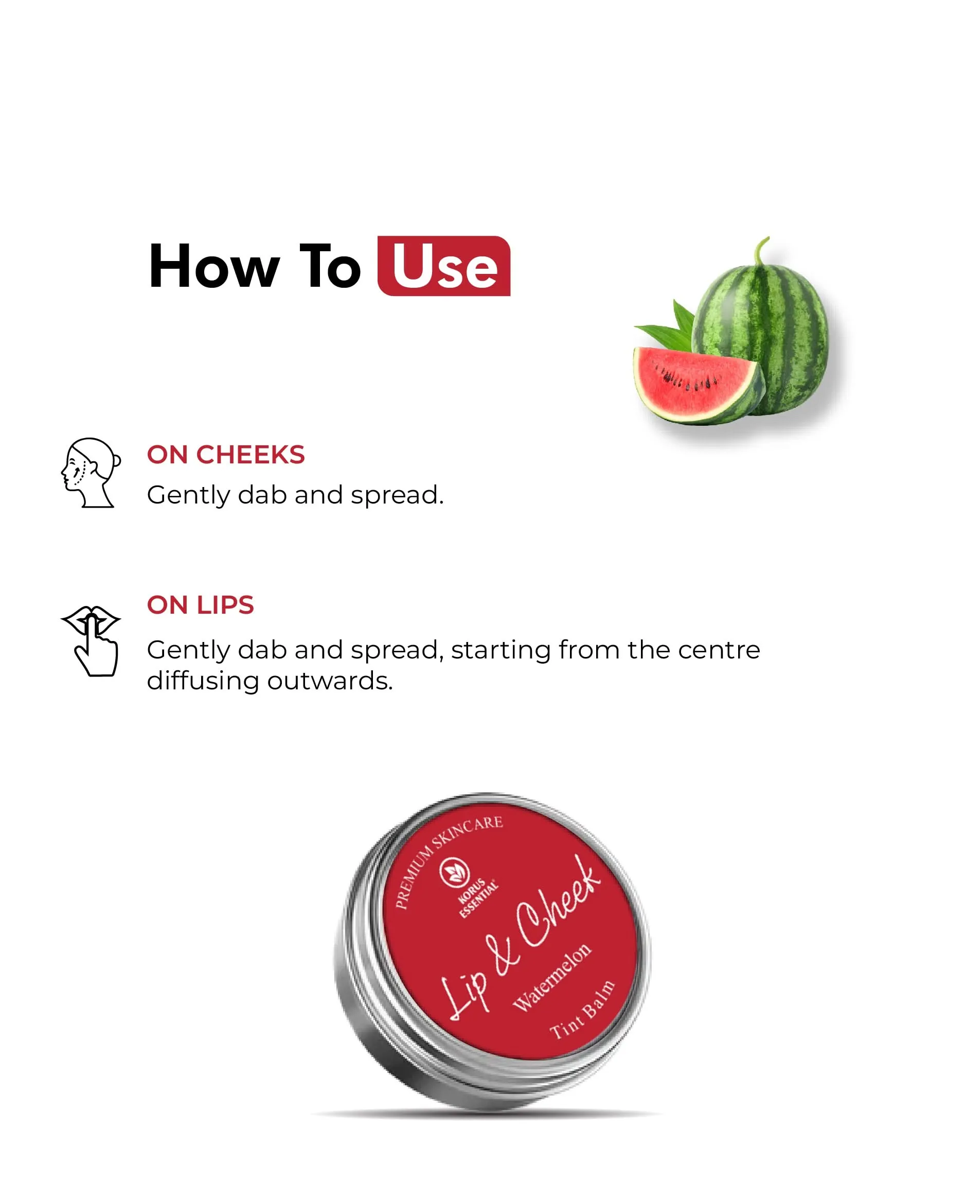 Korus Essential Watermelon Lip & Cheek Tint Balm - 8 grams