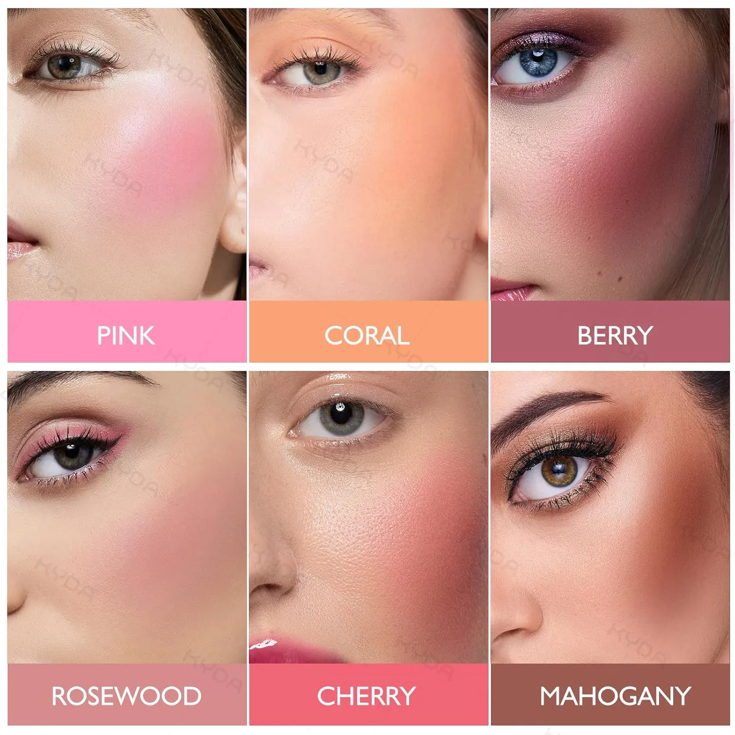 KYDA Powder Blush, Radiant Glow Face Blush, Buildable Matte Cheeks Color, Ultra-fine Lightweight Powder Blusher, Lasting Moisturizing, Mahogany