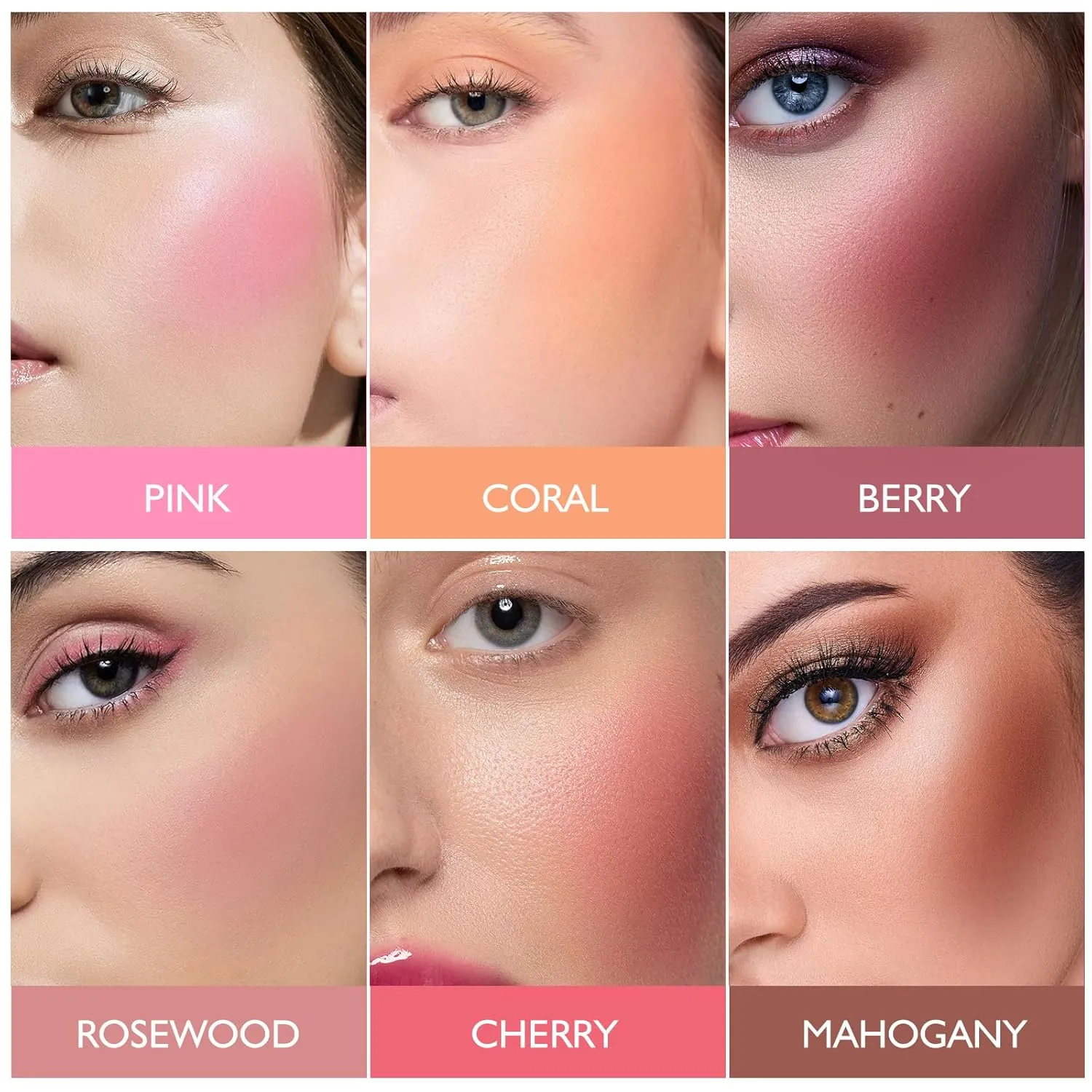 KYDA Powder Blush, Radiant Glow Face Blusher, Blendable Formula, Lasting Moisturizing, Ultra Fine Lightweight Texture, Rosewood