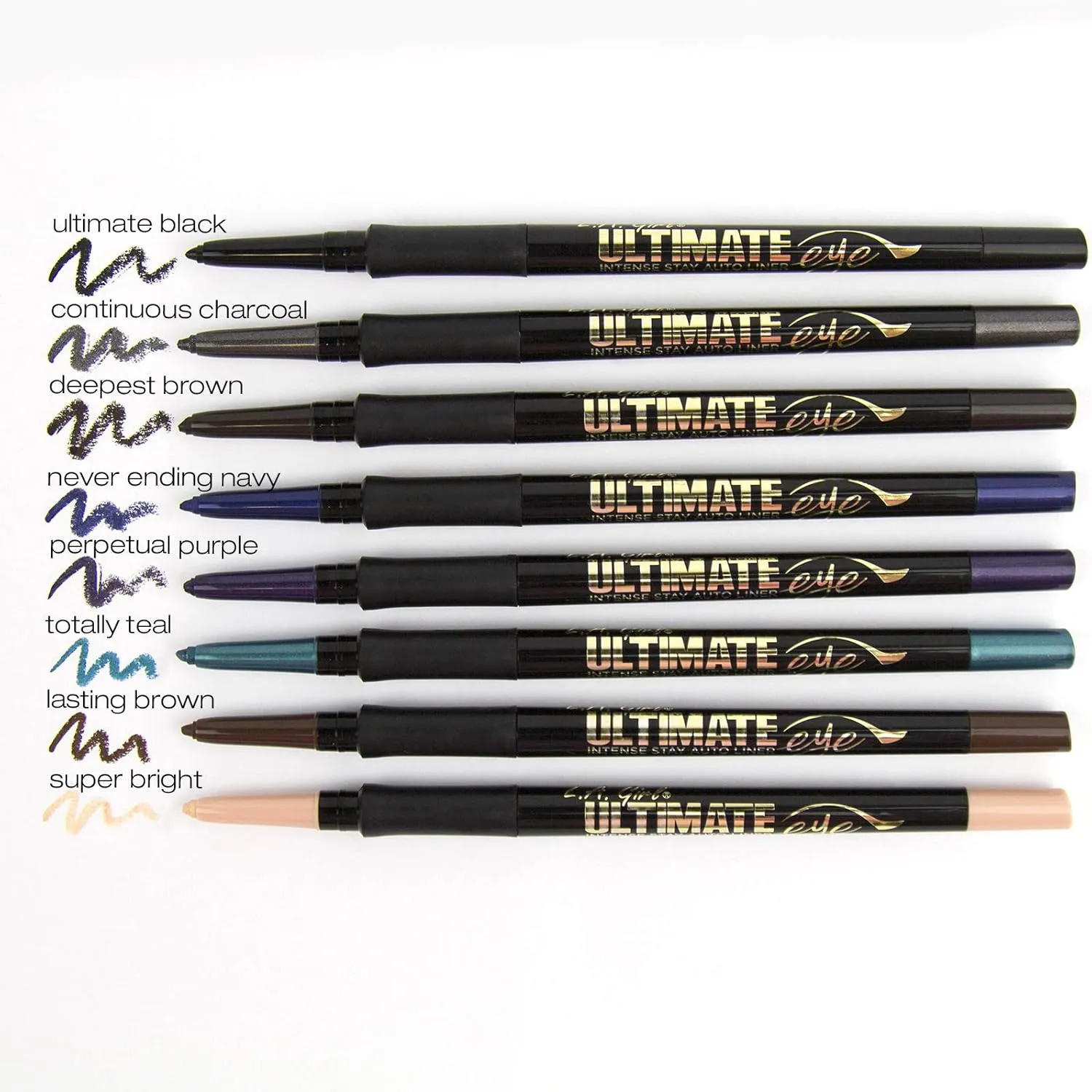 L.A. GIRL Ultimate Auto Eyeliner Acrylic Display Set, 96 Pieces