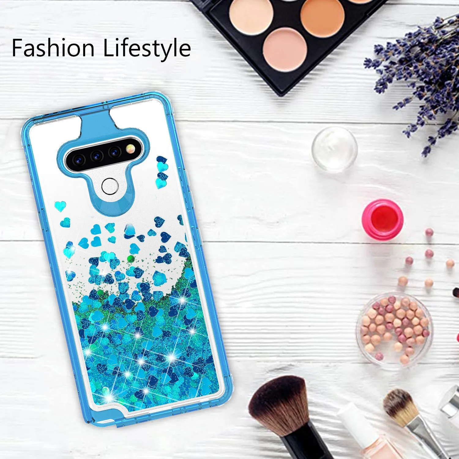 LG Stylo 6 Case,Hard Clear Glitter Sparkle Flowing Liquid Heavy Duty Shockproof Three Layer Protective Bling Girls Women Cases for LG Stylo 6 - Teal