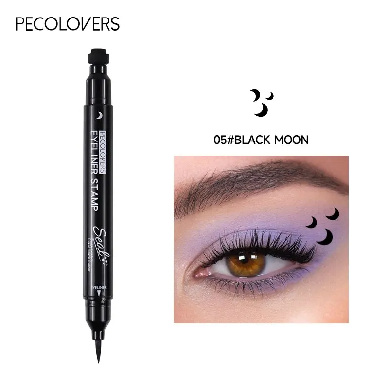 Liquid Eyeliner Black Moon Stamp Eye Liner Pencil 2 In 1 Waterproof Long-lasting Easy to Use Cat Eyeliner Pen Makeup For Women