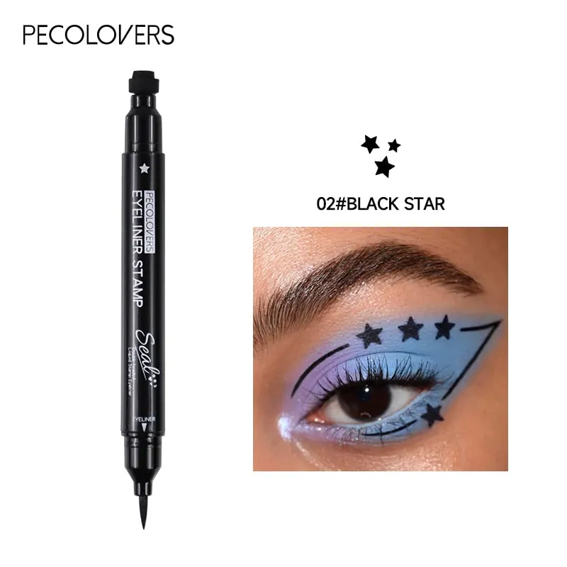 Liquid Eyeliner Black Moon Stamp Eye Liner Pencil 2 In 1 Waterproof Long-lasting Easy to Use Cat Eyeliner Pen Makeup For Women