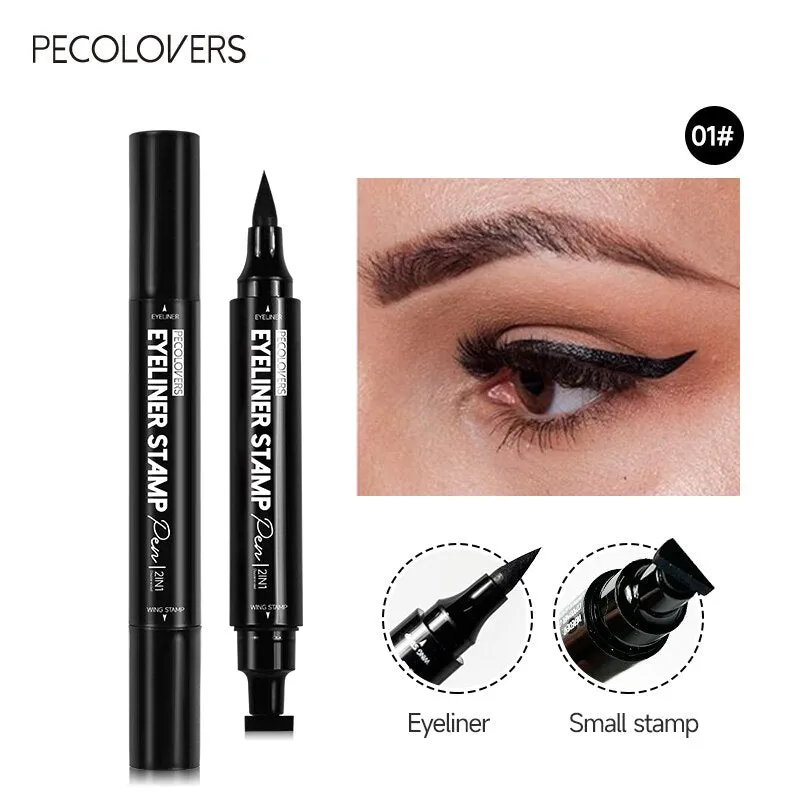 Liquid Eyeliner Black Moon Stamp Eye Liner Pencil 2 In 1 Waterproof Long-lasting Easy to Use Cat Eyeliner Pen Makeup For Women