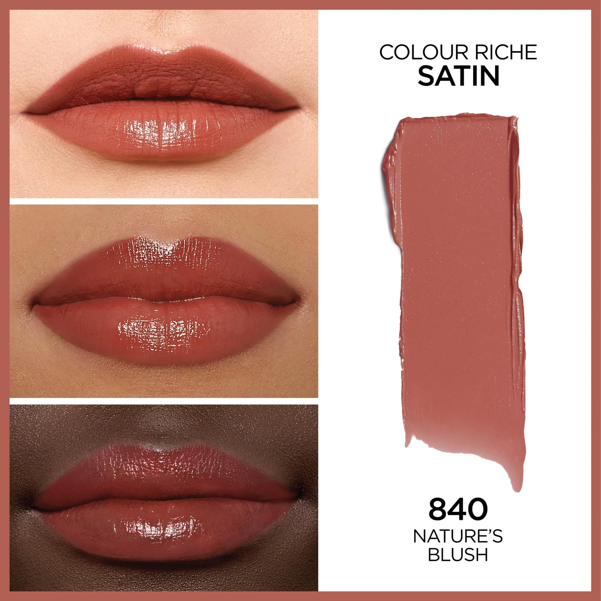 L’Oréal Paris Colour Riche Original Satin Lipstick, Hydrating Formula with Vitamin E & Argan Oil, Nature's Blush, 0.13 oz.