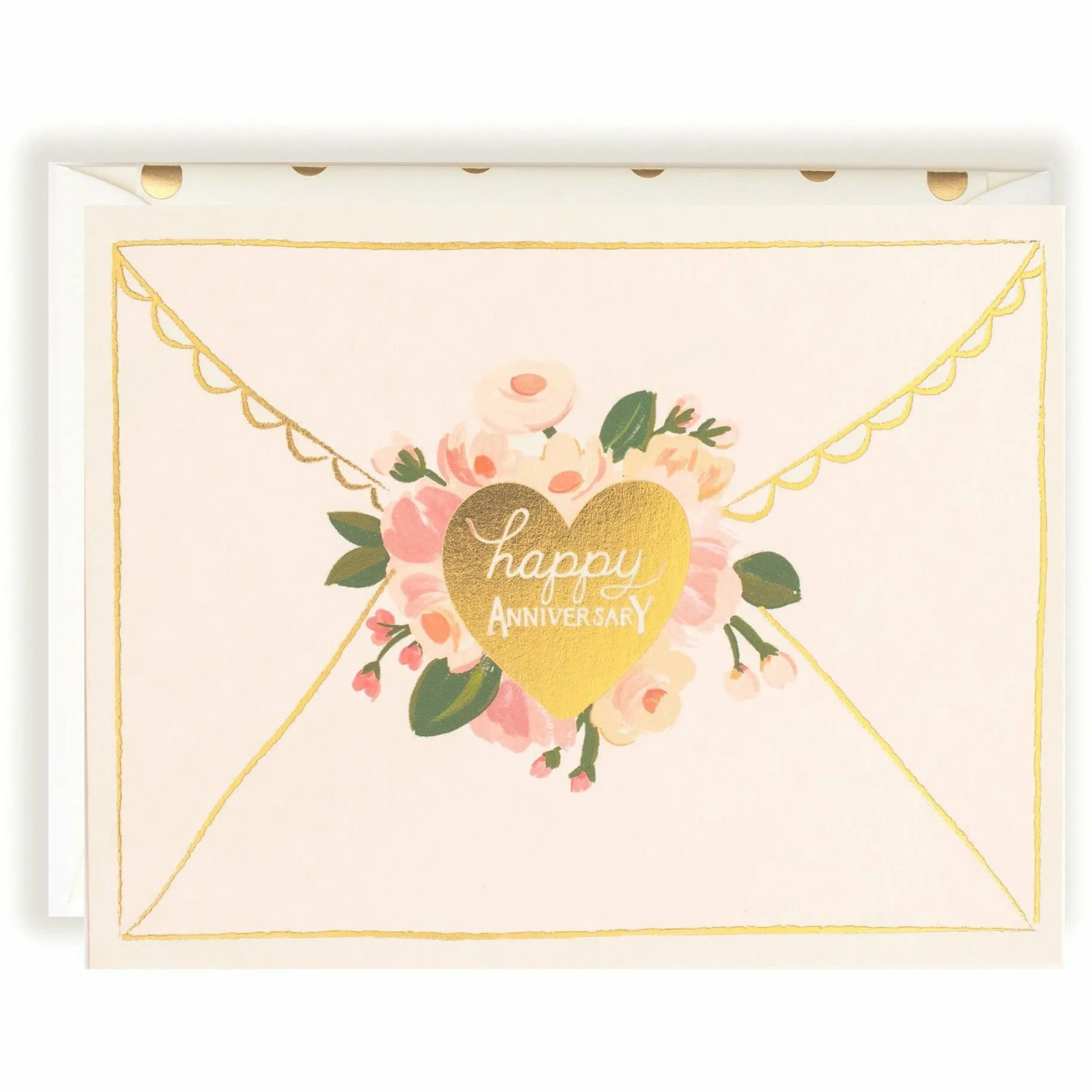 Lovely Gold Foil and Floral Happy Anniversary Celebration Card