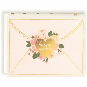 Lovely Gold Foil and Floral Happy Anniversary Celebration Card