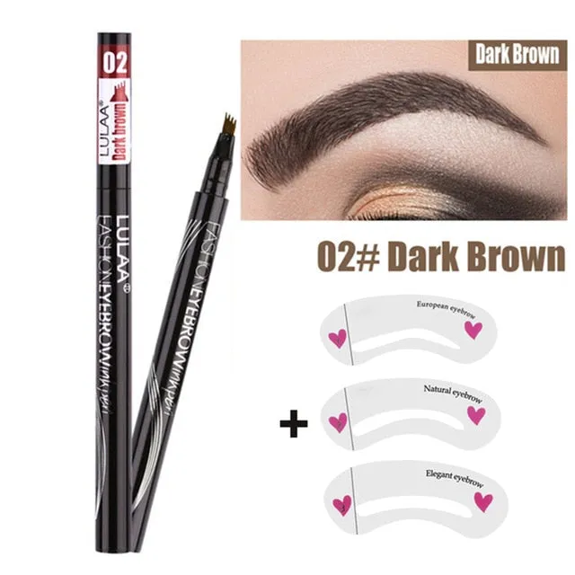 Lulaa Liquid Eyebrow Pencil Easy to Wear Microblading Pen Waterproof Henna Tint Eyebrows Tattoo Pen 4 Head Fork Eye Brow Pencil