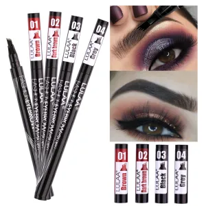 Lulaa Liquid Eyebrow Pencil Easy to Wear Microblading Pen Waterproof Henna Tint Eyebrows Tattoo Pen 4 Head Fork Eye Brow Pencil