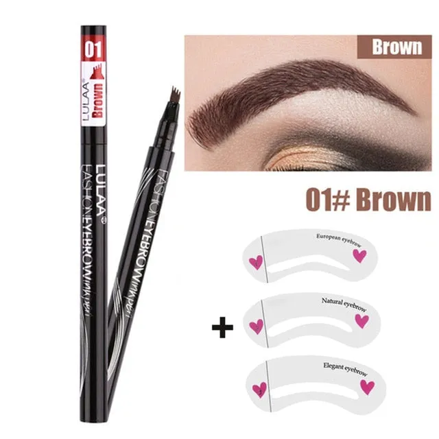 Lulaa Liquid Eyebrow Pencil Easy to Wear Microblading Pen Waterproof Henna Tint Eyebrows Tattoo Pen 4 Head Fork Eye Brow Pencil