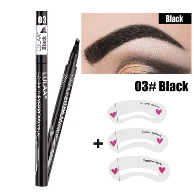 Lulaa Liquid Eyebrow Pencil Easy to Wear Microblading Pen Waterproof Henna Tint Eyebrows Tattoo Pen 4 Head Fork Eye Brow Pencil