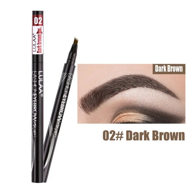 Lulaa Liquid Eyebrow Pencil Easy to Wear Microblading Pen Waterproof Henna Tint Eyebrows Tattoo Pen 4 Head Fork Eye Brow Pencil