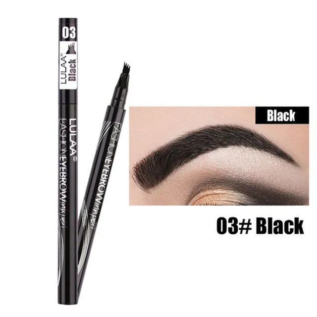 Lulaa Liquid Eyebrow Pencil Easy to Wear Microblading Pen Waterproof Henna Tint Eyebrows Tattoo Pen 4 Head Fork Eye Brow Pencil