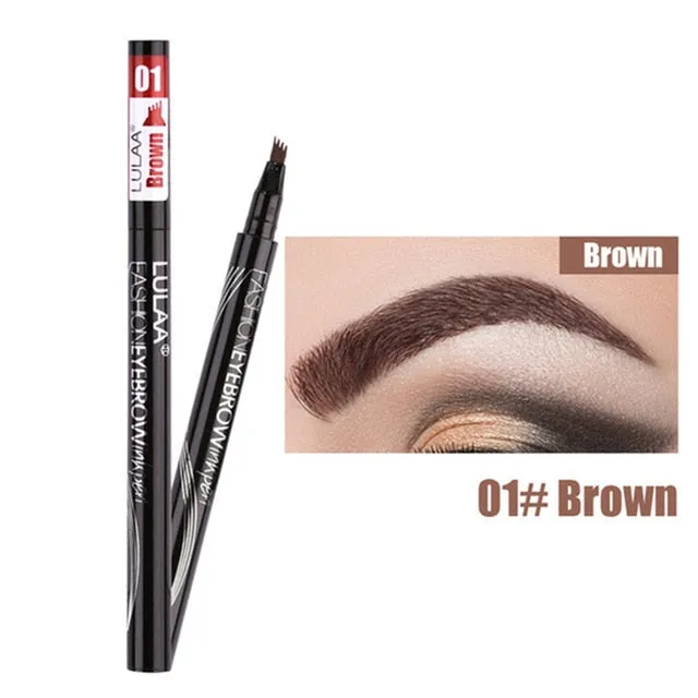 Lulaa Liquid Eyebrow Pencil Easy to Wear Microblading Pen Waterproof Henna Tint Eyebrows Tattoo Pen 4 Head Fork Eye Brow Pencil