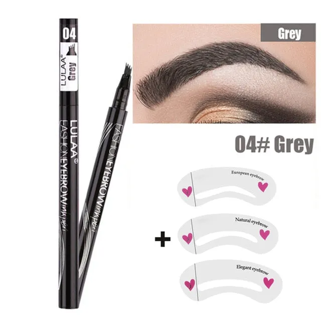 Lulaa Liquid Eyebrow Pencil Easy to Wear Microblading Pen Waterproof Henna Tint Eyebrows Tattoo Pen 4 Head Fork Eye Brow Pencil