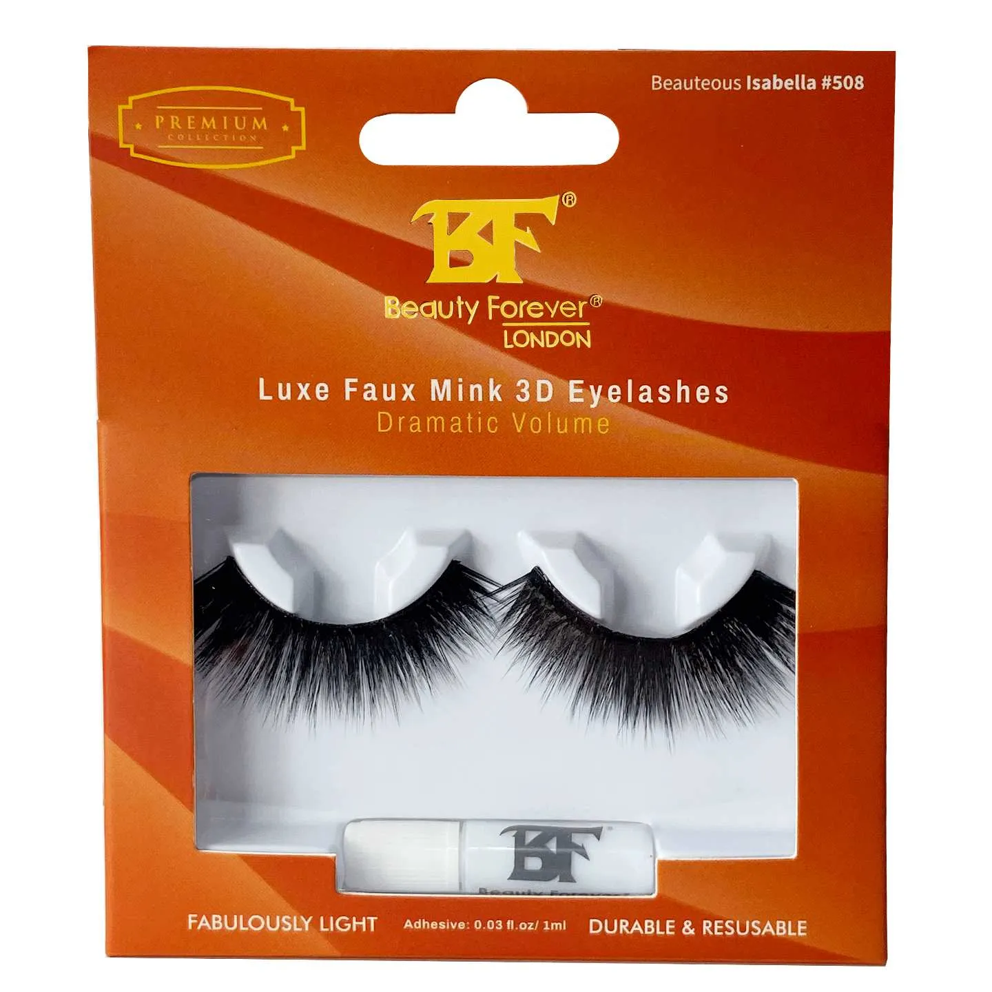 Luxe Faux Mink 3D Eyelashes - Beauteous Isabella #508 (Dramatic Volume)
