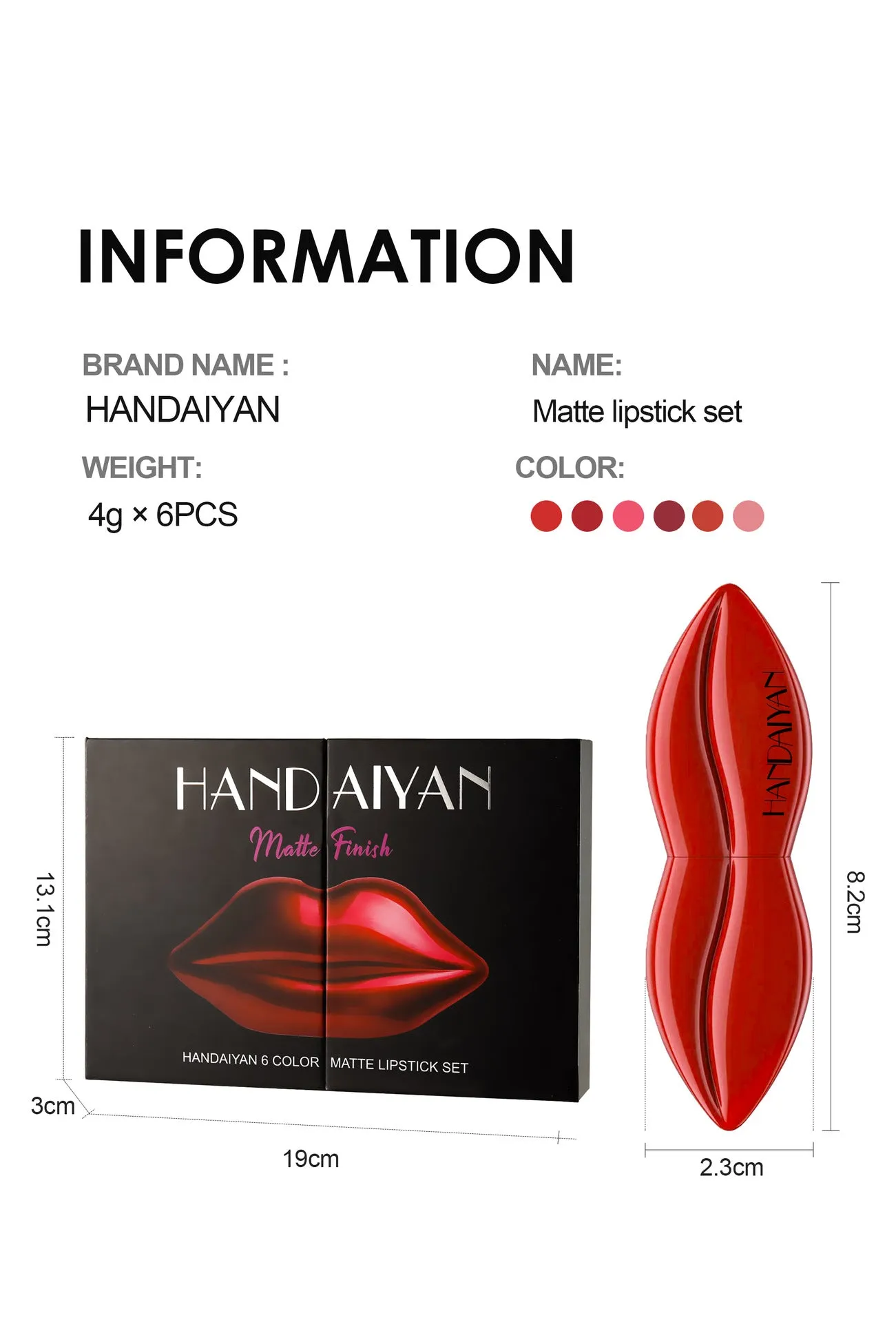 MA580 - Matte 6pc Long Lasting Lipstick Set