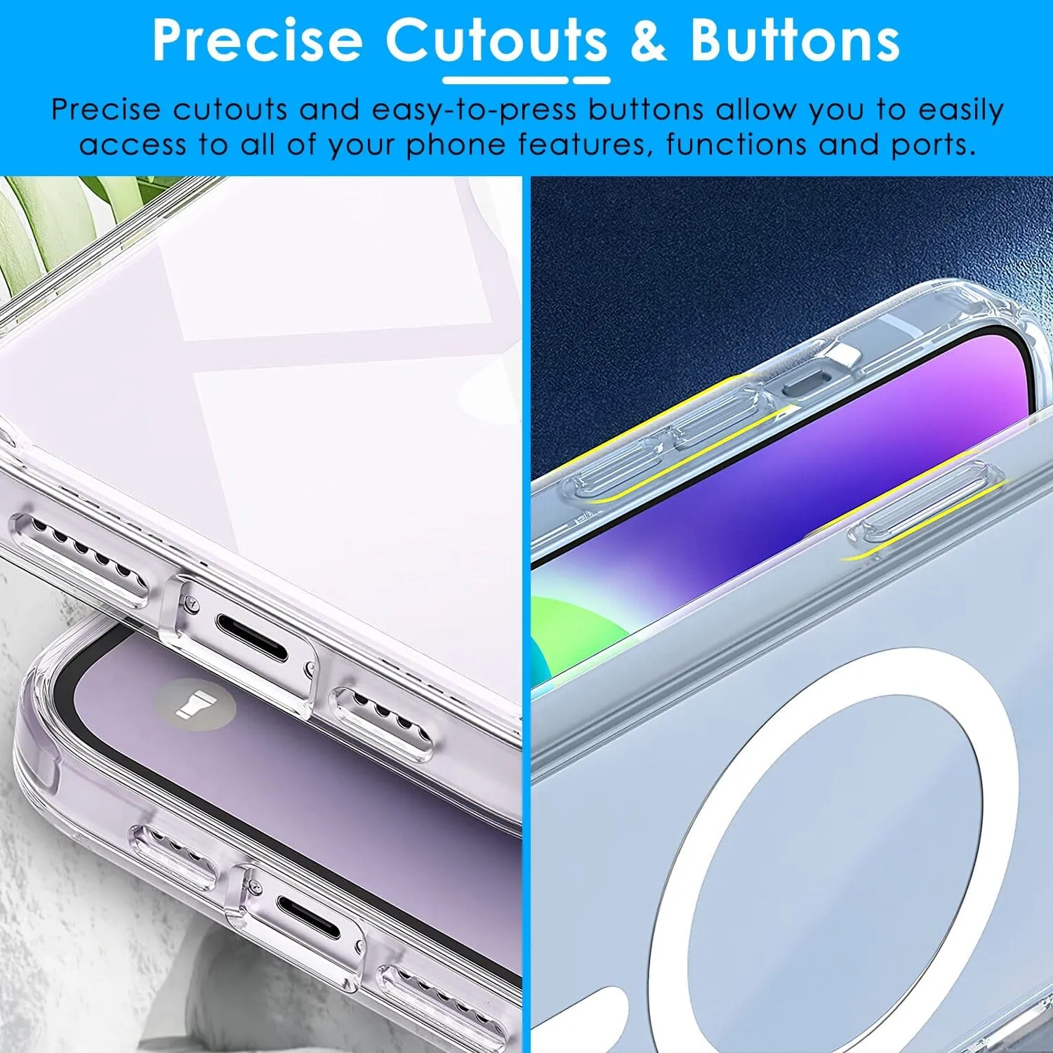 Magnetic Clear Phone Case Shockproof  Transparent Phone Cover