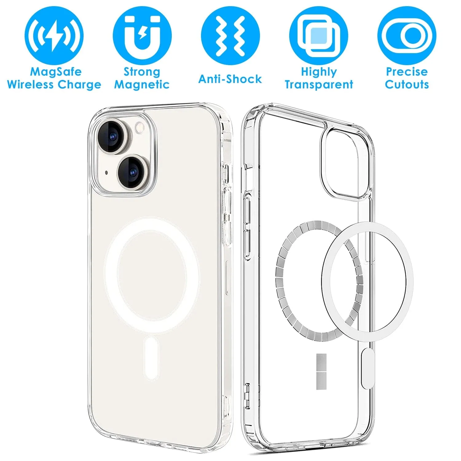 Magnetic Clear Phone Case Shockproof  Transparent Phone Cover
