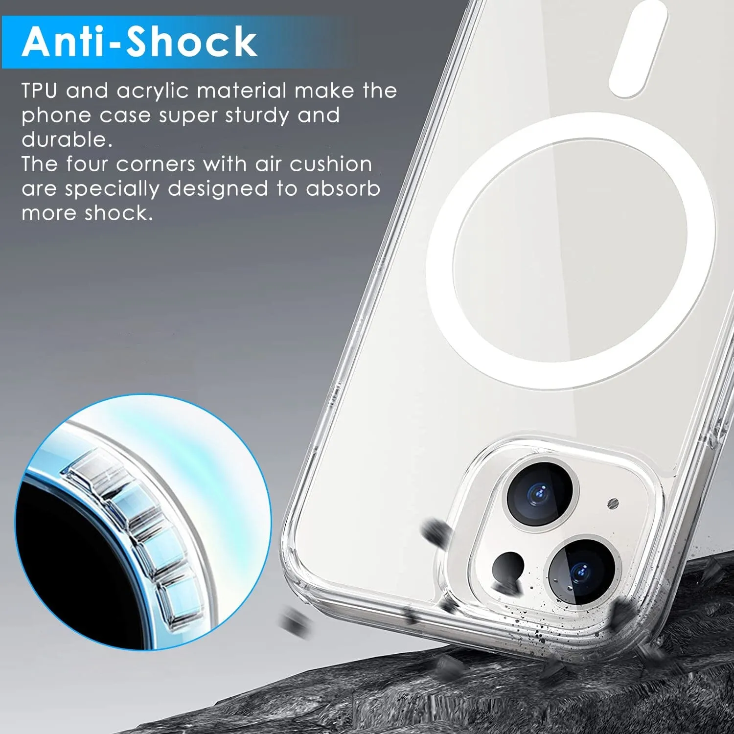 Magnetic Clear Phone Case Shockproof  Transparent Phone Cover