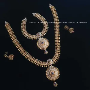 Matte Round Pendant Style Semi Bridal Necksets