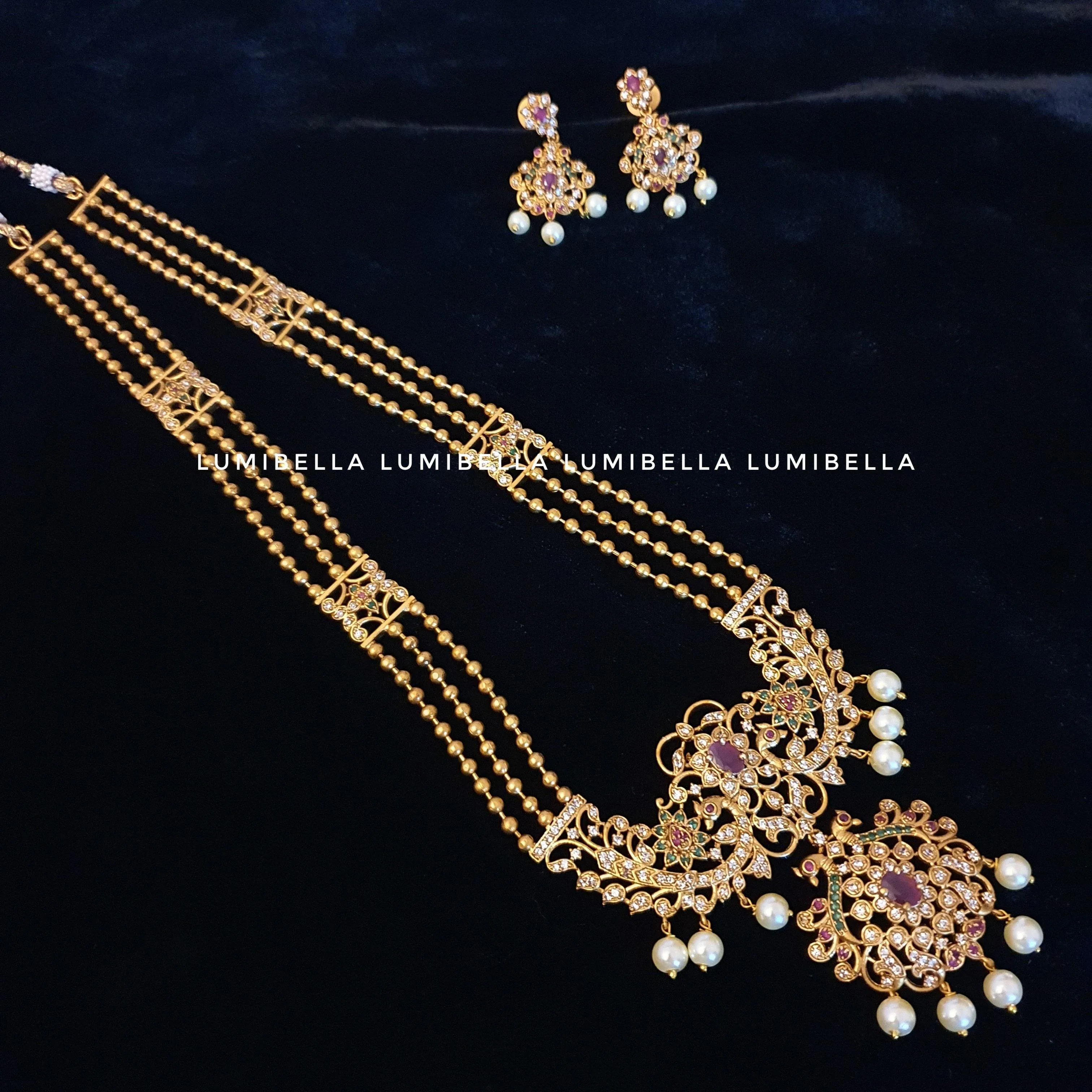 Matte Style Long Necklace With Earrings