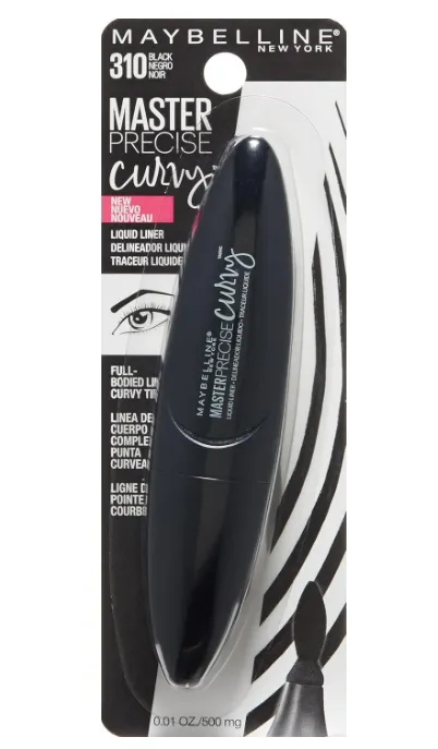 Maybelline New York Master Precise Curvy Liquid Eyeliner, Black, 0.01 oz.