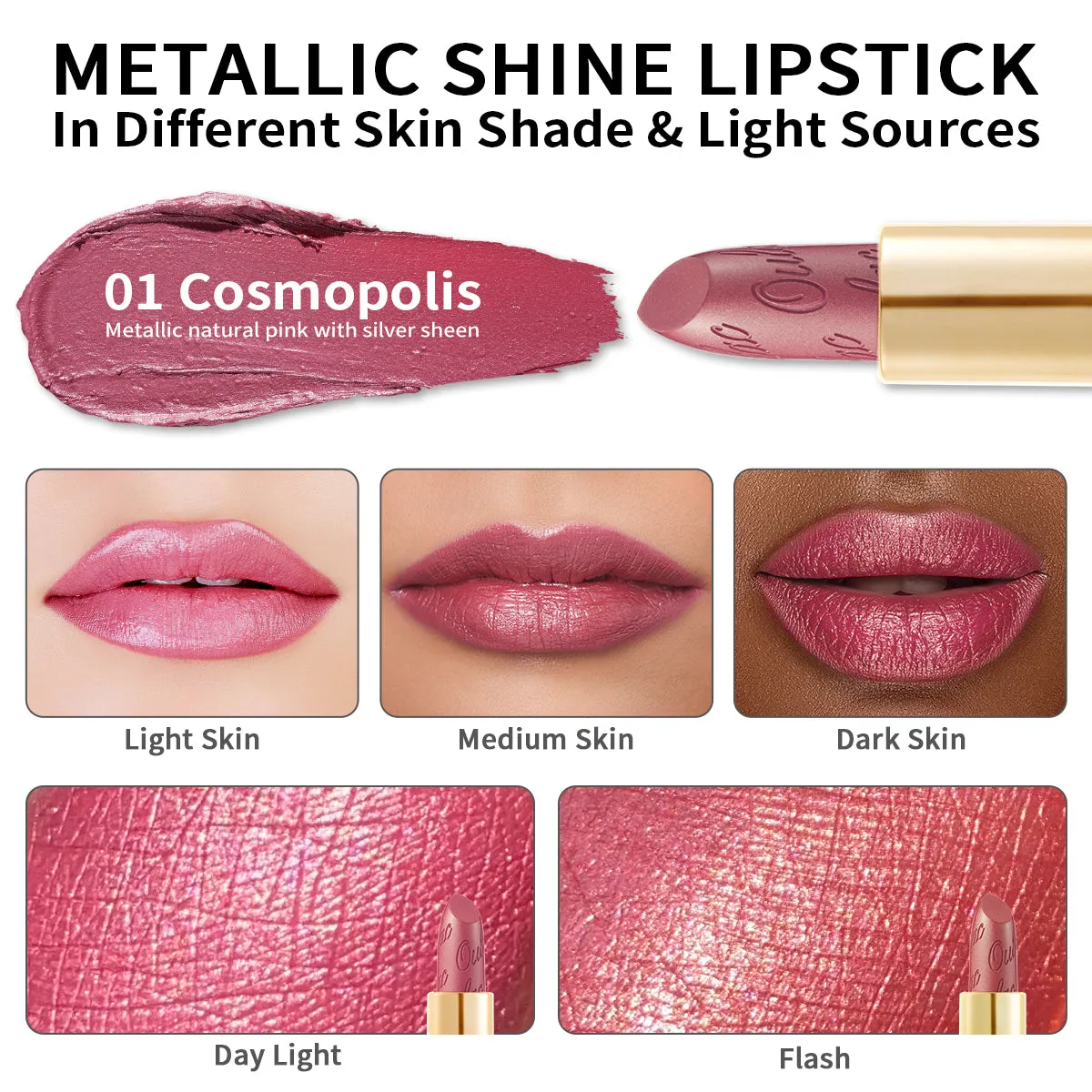 Metallic Shine Lipstick | D01 Cosmopolis
