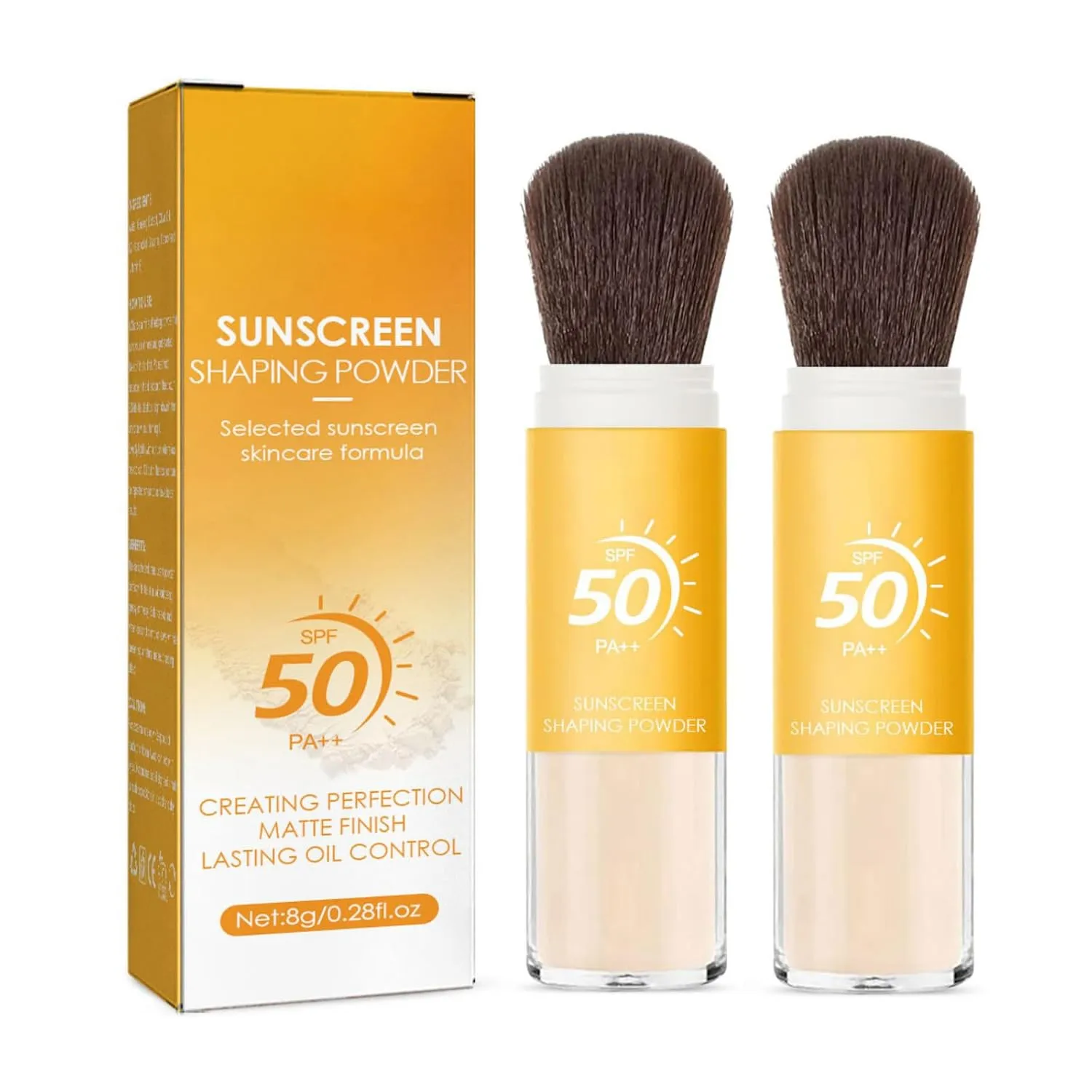 Mineral Sunscreen Setting Powder SPF 50 for Face, Oil Control Natural Matte Finish, Mini Sunscreen Bulk Powder, Lightweight Breathable (0.28 Ounce (Pack of 2))