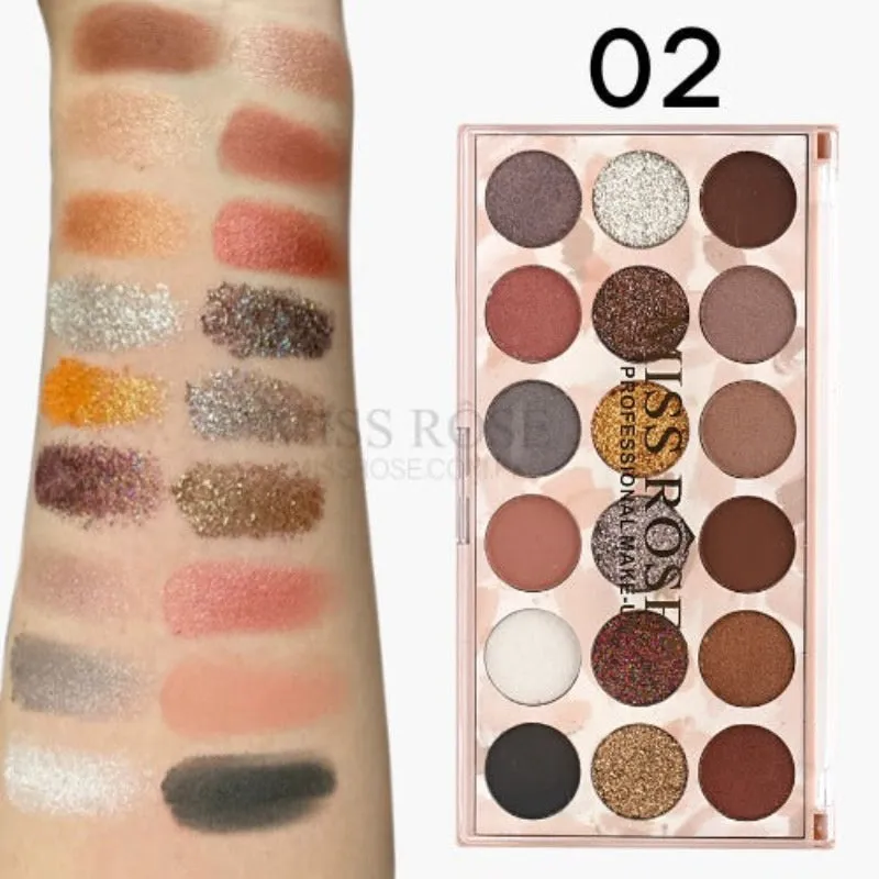 Miss Rose 12 color eyeshadow and 6 color glitter palette (12 6)