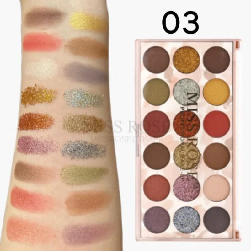 Miss Rose 12 color eyeshadow and 6 color glitter palette (12 6)