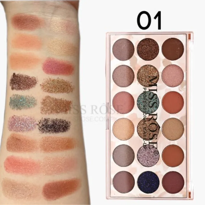 Miss Rose 12 color eyeshadow and 6 color glitter palette (12 6)