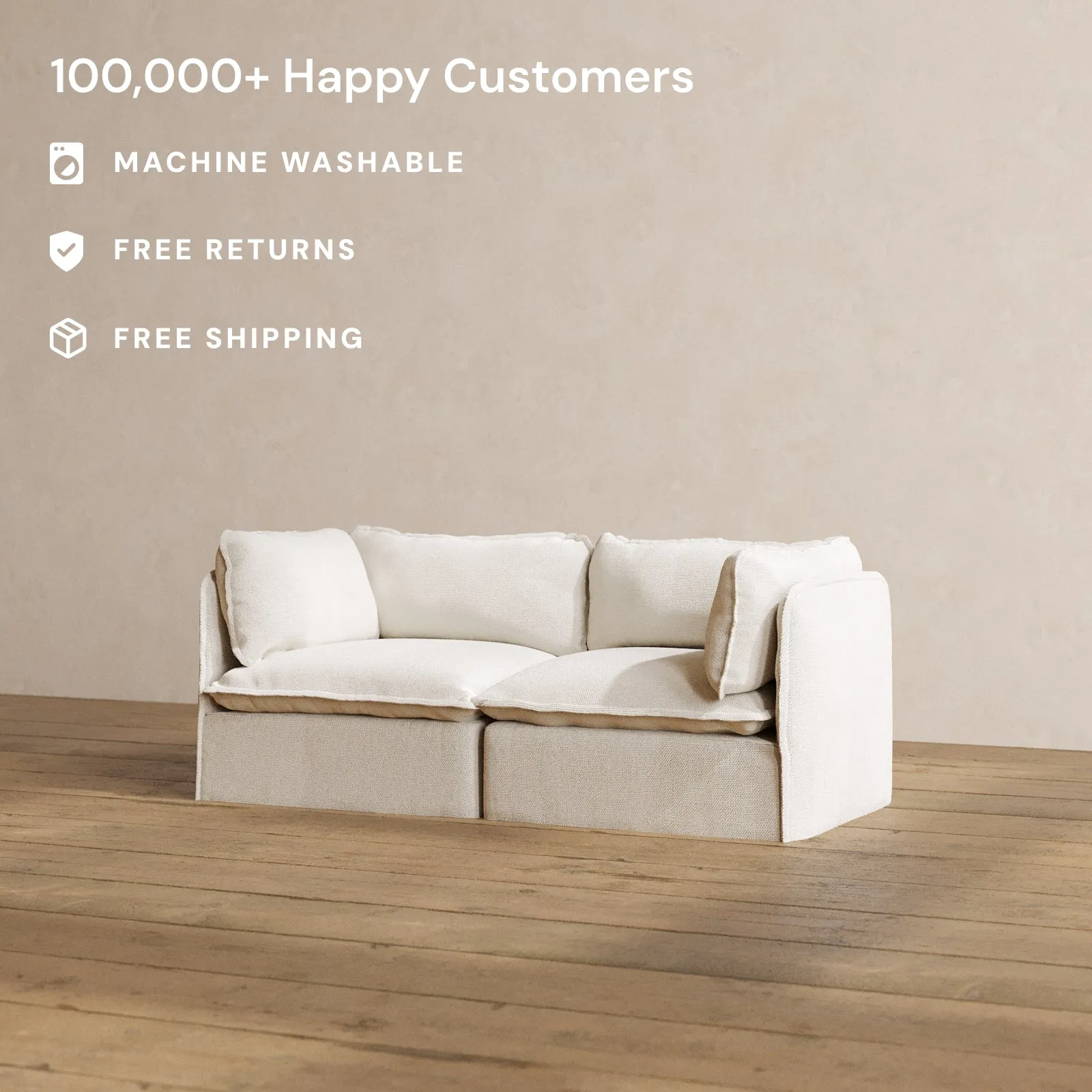 Modular Washable 2-Seater in Powder | Memorix  Seat | Contour Pillow