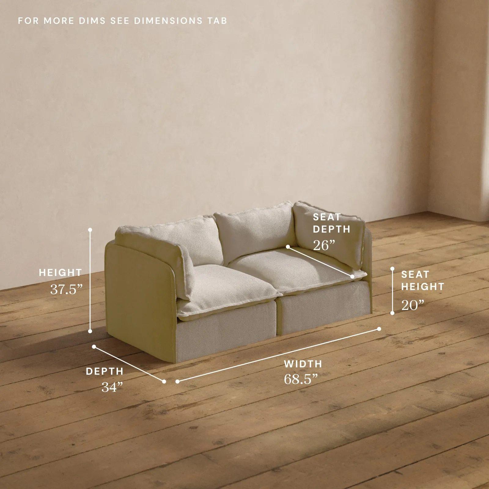 Modular Washable 2-Seater in Powder | Memorix  Seat | Contour Pillow