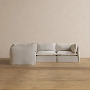 Modular Washable 4-Seater Corner Sectional in Powder | Memorix  Seat | Contour Pillow