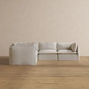 Modular Washable 5-Seater Corner Sectional in Powder | Deluxe  Seat | Contour Pillow