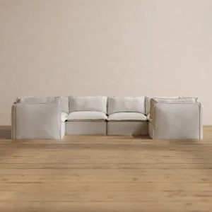Modular Washable 6-Seater U-Sectional in Powder | Deluxe  Seat | Contour Pillow