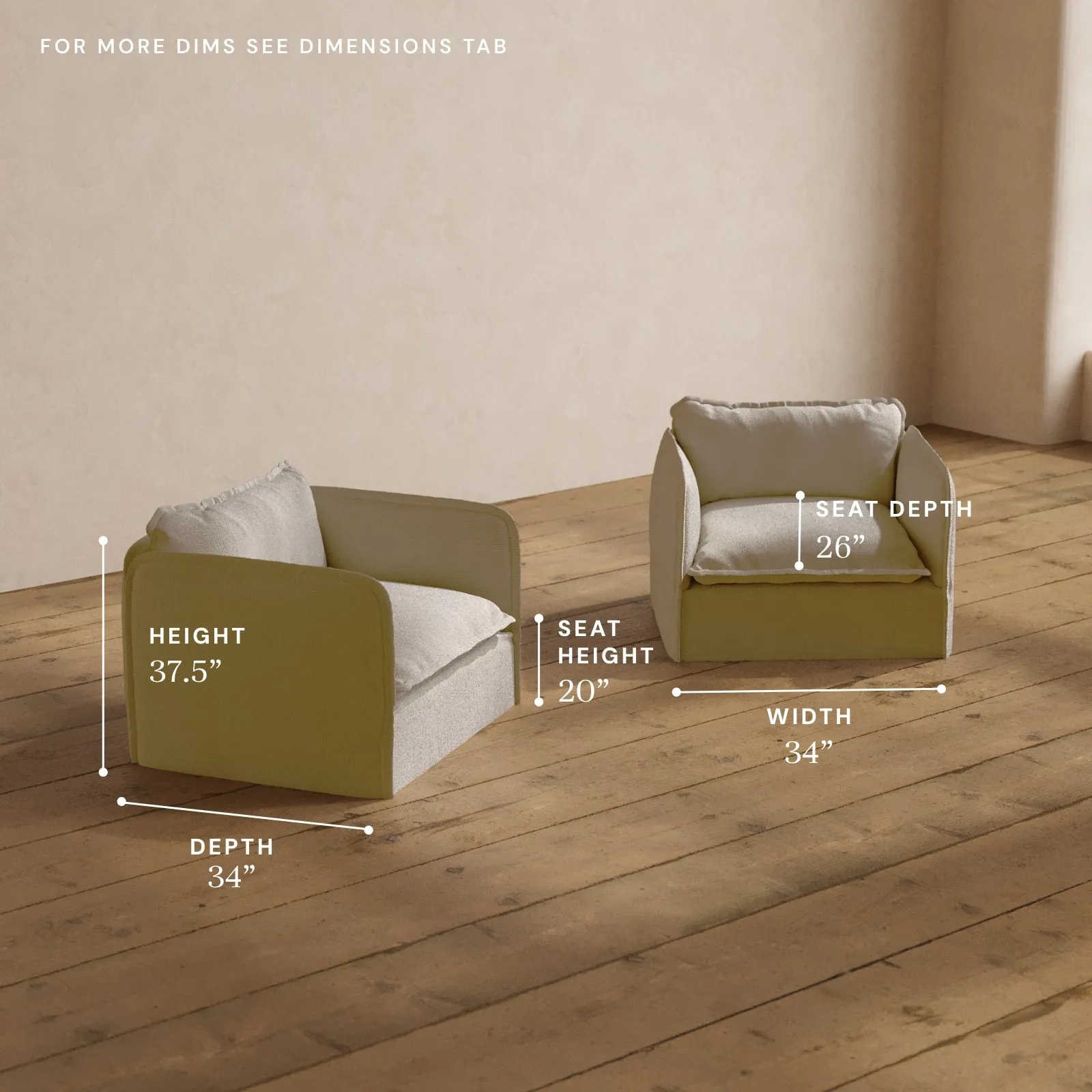 Modular Washable Armchair Set in Powder | Deluxe  Seat | Contour Pillow