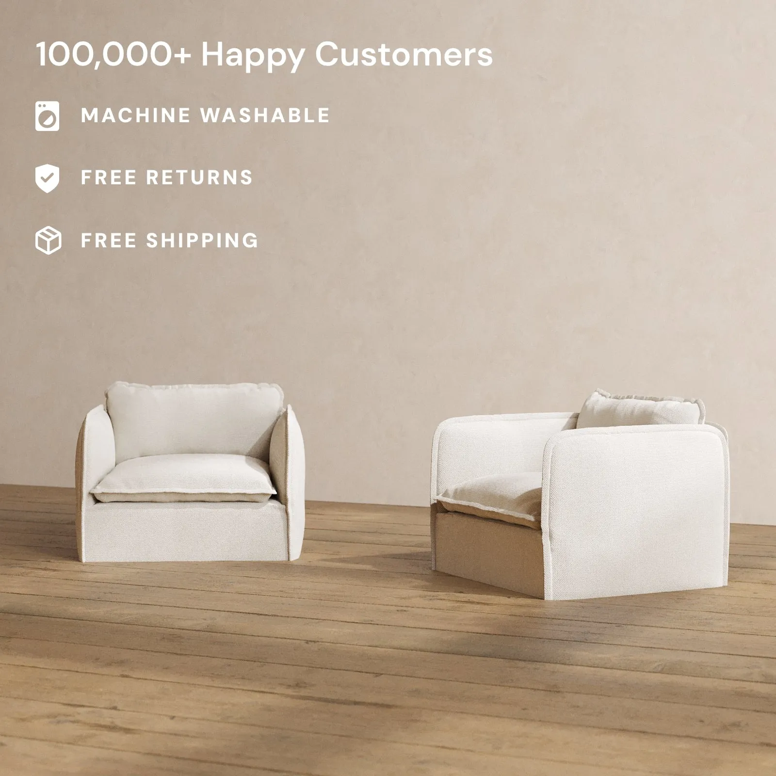 Modular Washable Armchair Set in Powder | Deluxe  Seat | Contour Pillow