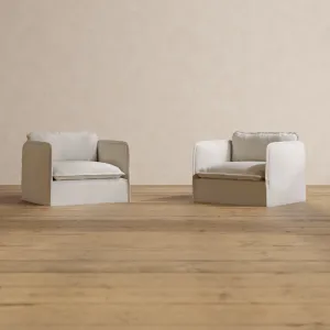 Modular Washable Armchair Set in Powder | Deluxe  Seat | Contour Pillow